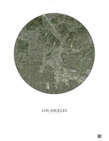 Los Angeles Satellite View Poster 10km Color | Gravura – Light background