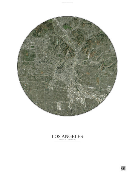 Los Angeles Satellite View Poster 10km Color | Gravura – Light background