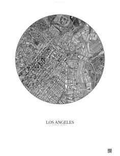 Los Angeles Satellite View Poster 2.5km B&W | Gravura – Light background