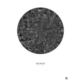 Affiche Munich – Poster vue satellite 10km N&B | Gravura – Fond clair