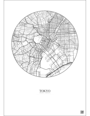 Tokyo City Map Poster 6km | Gravura – Light background