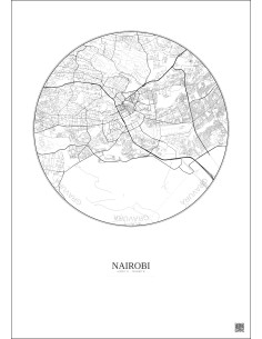 Nairobi City Map Poster 10km | Gravura – Light background 2