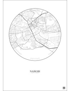 Nairobi City Map Poster 6km | Gravura – Light background 2