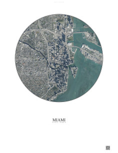 Affiche Miami – Poster vue satellite 2.5km Couleur | Gravura – Fond clair
