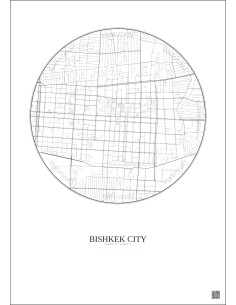 Bishkek City City Map Poster 2.5km | Gravura – Light background 2