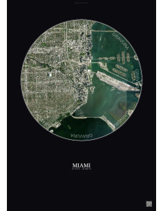 Affiche Miami – Poster vue satellite 5km Couleur | Gravura – Fond foncé
