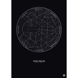 Affiche New Delhi – Poster carte de ville 2.5km | Gravura – Fond foncé