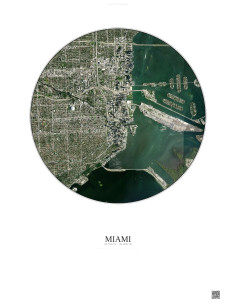 Miami Satellite View Poster 5km Color | Gravura – Light background