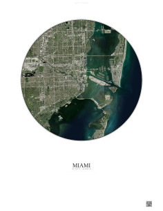 Affiche Miami – Poster vue satellite 10km Couleur | Gravura – Fond clair