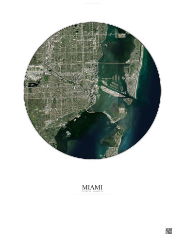Affiche Miami – Poster vue satellite 10km Couleur | Gravura – Fond clair