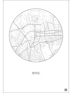 Seoul City Map Poster 2.5km | Gravura – Light background 2