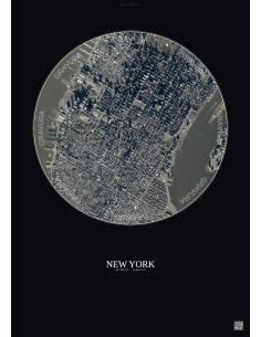 Affiche New York – Poster vue satellite 2.5km Couleur | Gravura – Fond foncé