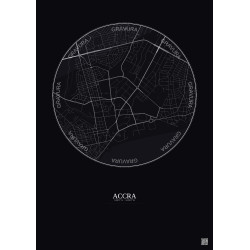 Affiche Accra – Poster carte de ville 2.5km | Gravura – Fond foncé