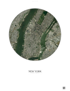 New York Satellite View Poster 5km Color | Gravura – Light background