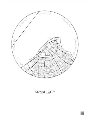 Kuwait City City Map Poster 6km | Gravura – Light background