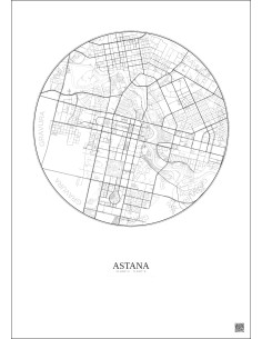 Astana City Map Poster 6km | Gravura – Light background 2