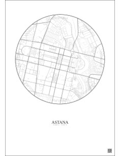 Astana City Map Poster 2.5km | Gravura – Light background 2