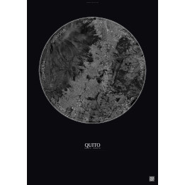 Affiche Quito – Poster vue satellite 10km N&B | Gravura – Fond foncé