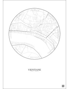 Vientiane City Map Poster 2.5km | Gravura – Light background 2