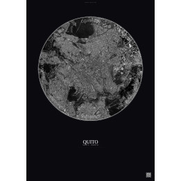 Quito Satellite View Poster 2.5km B&W | Gravura – Dark background