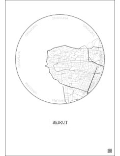 Beirut City Map Poster 2.5km | Gravura – Light background 2
