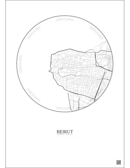 Beirut City Map Poster 2.5km | Gravura – Light background