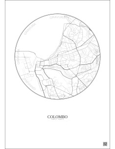 Colombo City Map Poster 2.5km | Gravura – Light background 2
