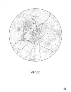 Vilnius City Map Poster 10km | Gravura – Light background 2