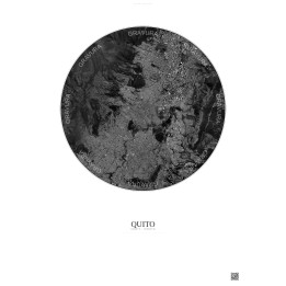 Quito Satellite View Poster 6km B&W | Gravura – Light background