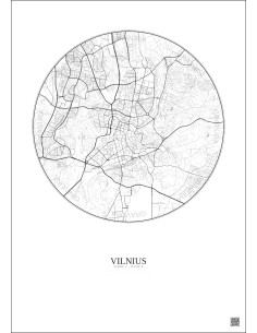 Vilnius City Map Poster 6km | Gravura – Light background 2