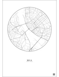 Riga City Map Poster 2.5km | Gravura – Light background 2