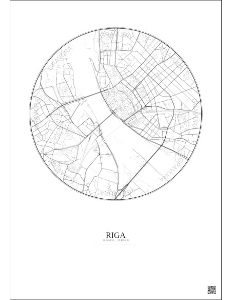 Riga City Map Poster 2.5km | Gravura – Light background