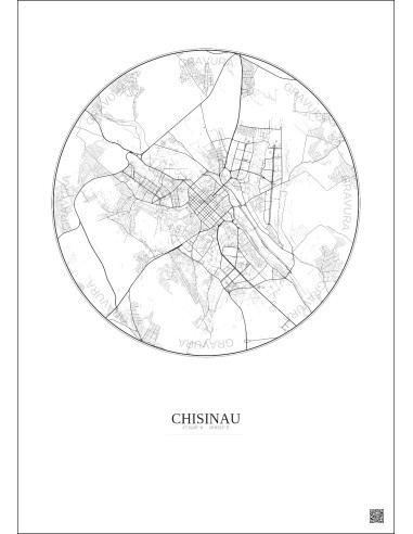 Chisinau City Map Poster 10km | Gravura – Light background