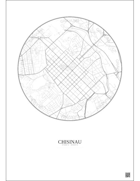 Chisinau City Map Poster 2.5km | Gravura – Light background