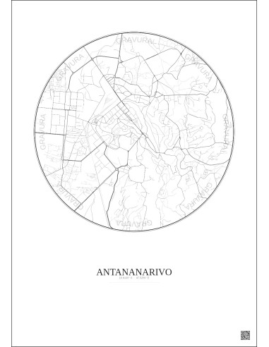 Antananarivo City Map Poster 2.5km | Gravura – Light background