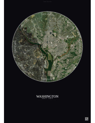Washington Satellite View Poster 10km Color | Gravura – Dark background