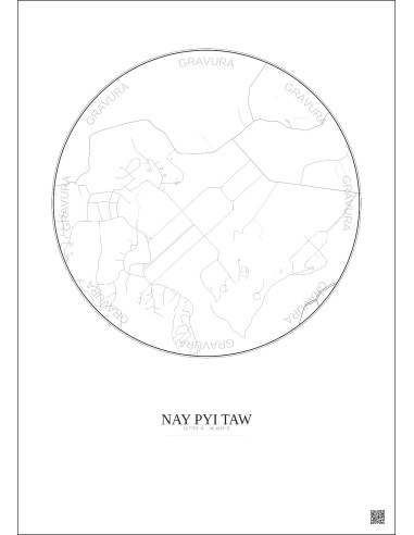 Affiche Nay Pyi Taw – Poster carte de ville 2.5km | Gravura – Fond clair