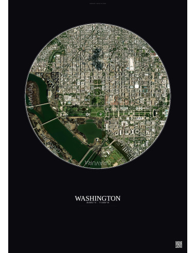 Washington Satellite View Poster 2.5km Color | Gravura – Dark background