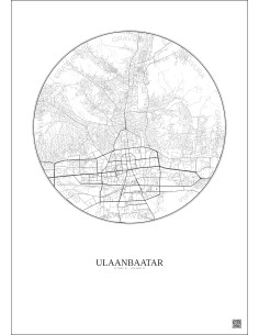 Affiche Ulaanbaatar – Poster carte de ville 6km | Gravura – Fond clair 2