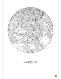 Affiche Mexico City – Poster carte de ville 10km | Gravura – Fond clair 2
