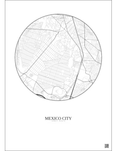 Mexico City City Map Poster 2.5km | Gravura – Light background