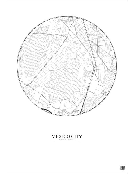 Mexico City City Map Poster 2.5km | Gravura – Light background