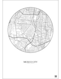 Affiche Mexico City – Poster carte de ville 6km | Gravura – Fond clair 2