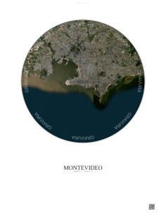Affiche Montevideo – Poster vue satellite 10km Couleur | Gravura – Fond clair