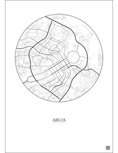 Affiche Abuja – Poster carte de ville 6km | Gravura – Fond clair 2