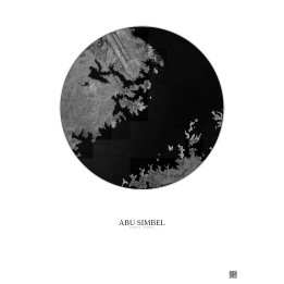 Abu Simbel Satellite View Poster 5km B&W | Gravura – Light background