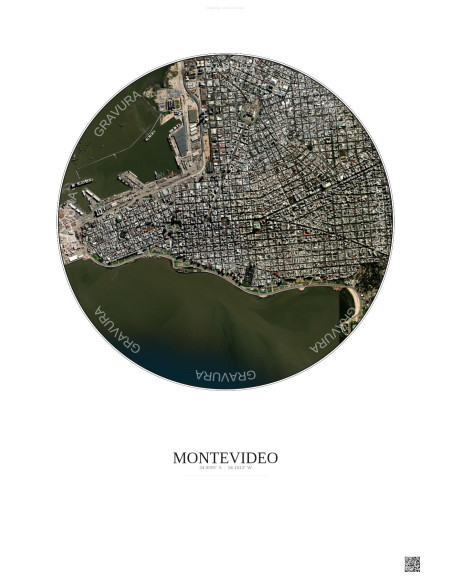 Montevideo Satellite View Poster 2.5km Color | Gravura – Light background