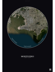 Montevideo Satellite View Poster 6km Color | Gravura – Dark background