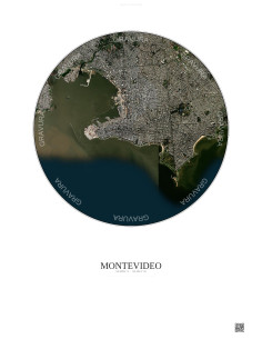 Affiche Montevideo – Poster vue satellite 6km Couleur | Gravura – Fond clair