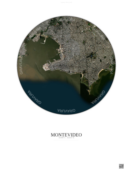 Affiche Montevideo – Poster vue satellite 6km Couleur | Gravura – Fond clair